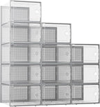 Kuject XX-Large Shoe Storage Boxes Organizers Clear Plastic Stackable 12 Pack by Kuject