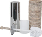 La Jolla Decorative Rattan Toilet Brush Set White Wash Handwoven Toilet Brush - Image 5