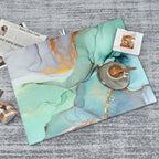 Teal Marble Golden Swirls Pattern Dish Drying Mats - Image 8