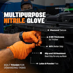 Herkules Grip Heavy Duty 8Mil Orange Nitrile Gloves, 3D Raised Diamond - Image 6