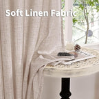 YoungsTex Natural Linen Curtains 63 Inch Length 2 Panels - Image 8