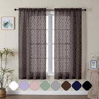 Aiyufeng Sheer Curtains 63 Inch Length 2 Panels Set, Solid Brown Light by Aiyufeng