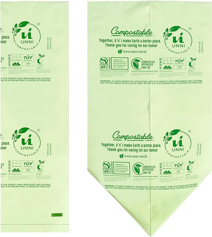 UNNI Compostable Trash Bags, 13 Gallon / 49.2 Liter, Extra Thick 0.9 Mil Tall - Image 3