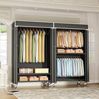 FUTASSI Clothing Rack with Cover, P1C Rolling Closets with Wheels, Metal - Image 4