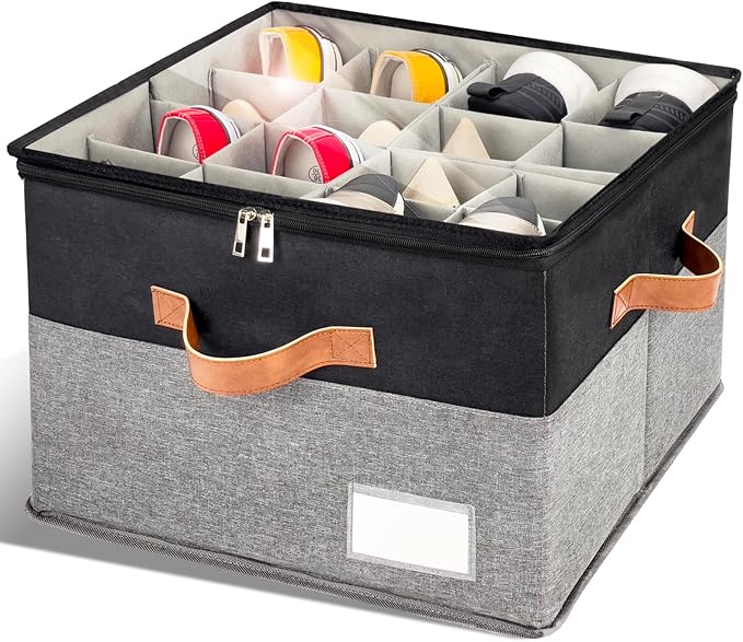 Shoe Organizer for Closet, Foldable Shoe Storage Bins by RONCHIL
