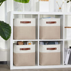 DULLEMELO 11 inch Cube Storage Bins, Large Collapsible Grey Storage Baskets - Image 3