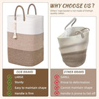 Woven Laundry Basket for Clothes, 65 L Large Rectangle Laundry Hampers - Image 7
