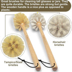 Bottle Brushes with Natural Bristles, 13-3/4 Inch Long Wood Handle Bottle Brush - Image 5