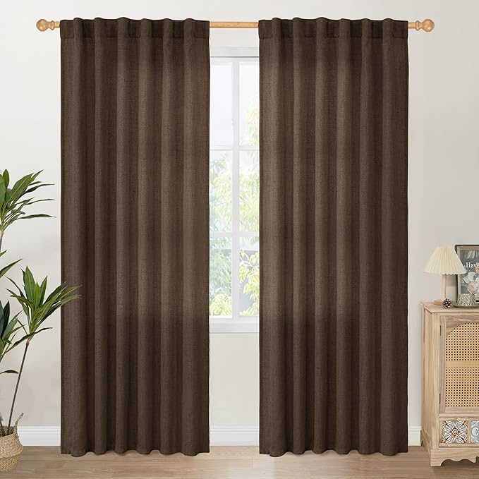 YoungsTex Brown Linen Curtains 80 Inch Length by YoungsTex