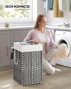 SONGMICS Laundry Hamper with Lid, 17.2 Gallon Synthetic Rattan Clothes Laundry - Image 2