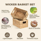 Set of 2 Wicker Shelf Storage Baskets - Image 3