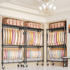 Heavy Duty Rolling Garment Rack 3 Tiers Adjustable Wire Shelving Clothes Rack - Image 6