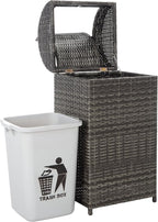 SAFAVIEH Outdoor Collection Mazeli Grey Brown Woven Swing Top Dome Lid Trash - Image 14