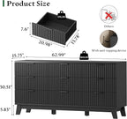 Fluted Dresser with 9 Drawers, Wooden Dresser TV Stand, Wood Closet Clothes - Image 2
