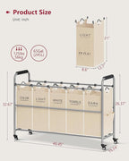 Tajsoon Laundry Sorter 5 Sections, Laundry Hamper - Image 6