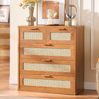 LEYAOYAO Rattan Dresser for Bedroom Set of 2, 33.5" Tall Chest of Drawers - Image 3