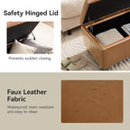 41" Faux Leather Storage Ottoman, Stitch Tufted Rectangle Upholstered End of - Image 4