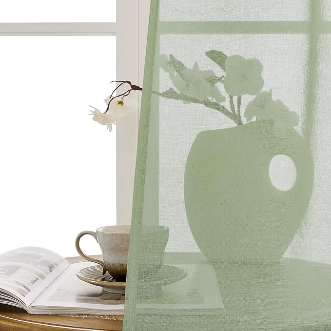 Tollpiz Sheer Door Curtain Closet Linen Textured Curtains Sheer Doorway Light - Image 9