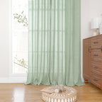 YoungsTex Sage Green Linen Cafe Curtains 36 Inch Length, Short Drapes Light - Image 7