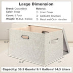 Large 17" 36 Quart Collapsible Stackable Storage Bins - Image 2