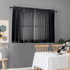 Chyhomenyc Black Sheer Curtains 45 Inches Length 2 Panels, Light Filtering Soft - Image 2