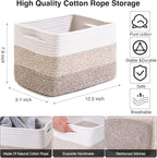 Shelf Baskets for Organizing, Storage Baskets for Shelves, Woven Baskets for - Image 3