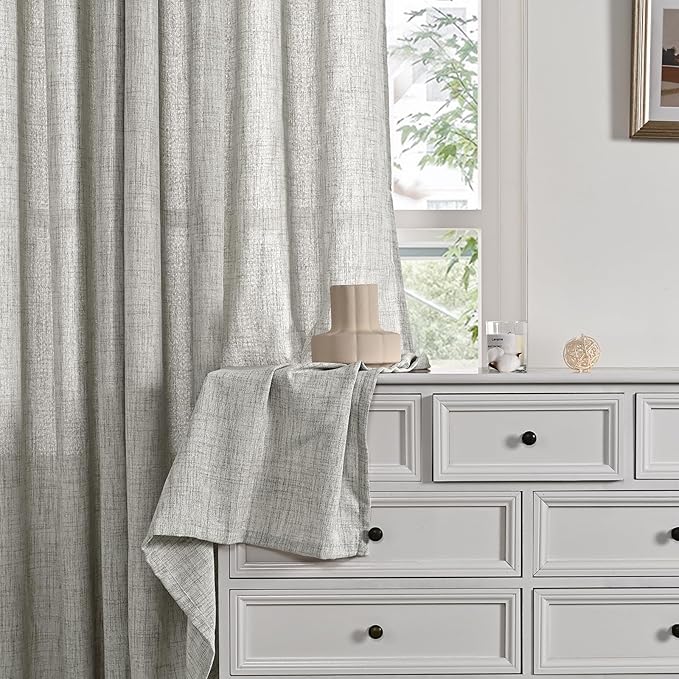 YoungsTex Dark Grey Linen Curtains 72 Inch Long 2 Panels - Image 7