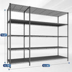 52.36" W Storage Shelves Metal Shelving Unit Load 1400LBS 5 Tier Wire Shelf - Image 3