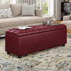 38 Inches long Wine red Ottoman Bench by Unknown