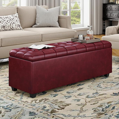 38 Inches long Wine red Ottoman Bench by Unknown