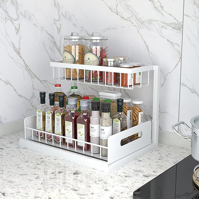 bukfen Under Sink Organizer, Pull Out Cabinet Organizer 2-Tier Slide Out - Image 3
