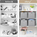 Storage Baskets, 11.8-Inch Woven Fabric Bins, Storage Cubes - Image 8