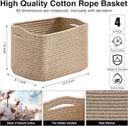Small Storage Baskets for Shelves Organizing, Woven Cotton Rope Baskets for - Image 3