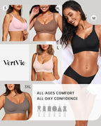 Vertvie Womens Seamless Bras No Underwire Supportive Wireless Push Up Full - Image 6