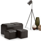 SIMPLIHOME Avalon 35 inch Wide Contemporary Rectangle 5 Pc Storage Ottoman in - Image 3