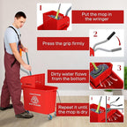 HOMCOM Compact Mop Bucket with Wringer on Wheels - Image 5