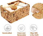 Wicker Baskets 2 Pack, Water Hyacinth Rectangular Storage Basket - Image 7