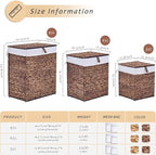Handwoven Laundry Basket with Lid, Natural Water Hyacinth Storage Basket with - Image 2