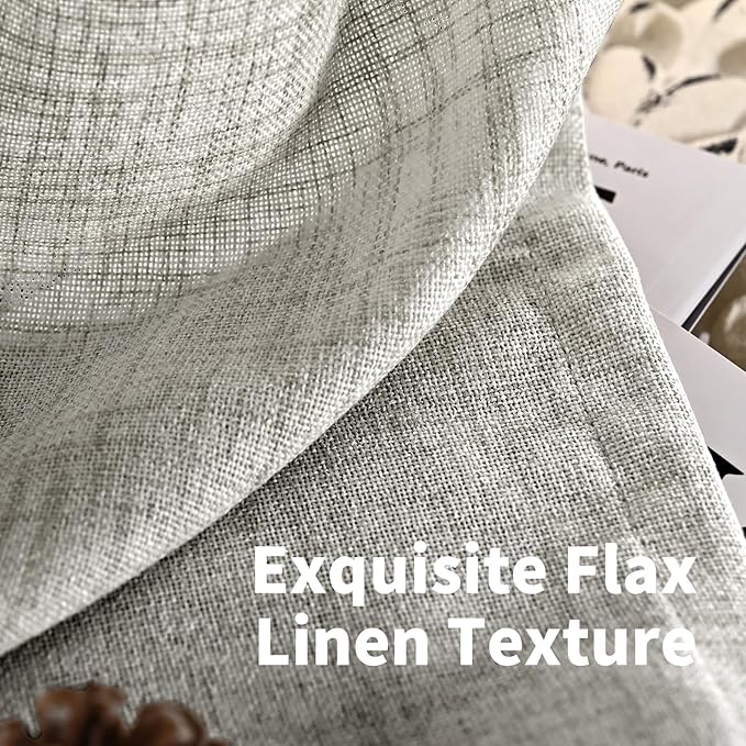 YoungsTex Dark Grey Linen Curtains 45 Inch Length - Image 7