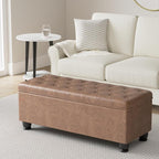 SONGMICS Storage Ottoman, Storage Bench, Tufted Entryway Bedroom Bench - Image 2