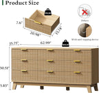 Fluted Dresser with 9 Drawers, Wooden Dresser TV Stand, Wood Closet Clothes - Image 2