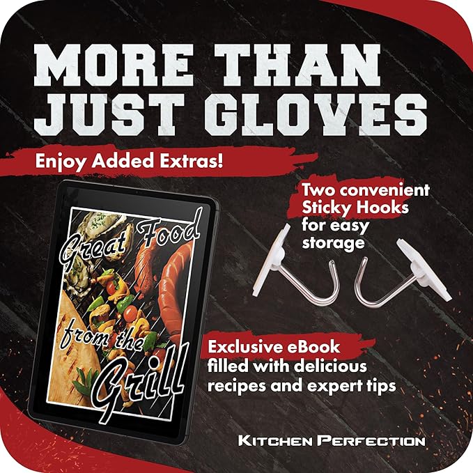 KITCHEN PERFECTION XL Silicone Smoker Oven Gloves-Extreme Heat Resistant BBQ - Image 4