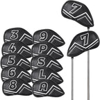 Welspo Magnetic Leather Golf Iron Head Covers 11 Pack Synthetic Leather Club by Welspo