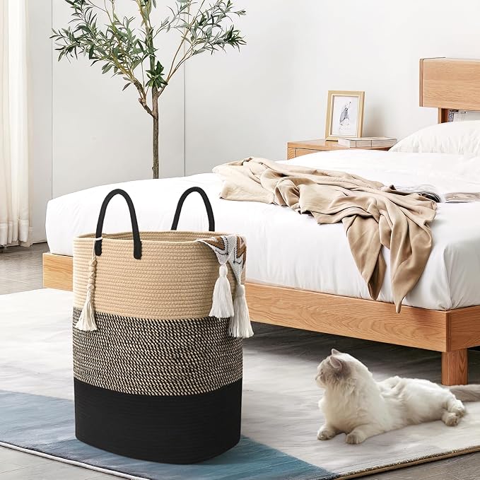 Woven Laundry Basket for Clothes, 65L Large Rectangle Laundry Hampers - Image 4