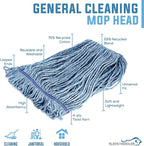 KLEEN HANDLER HEAVY DUTY Commercial Mop Head Replacement, Wet Industrial Cotton - Image 2