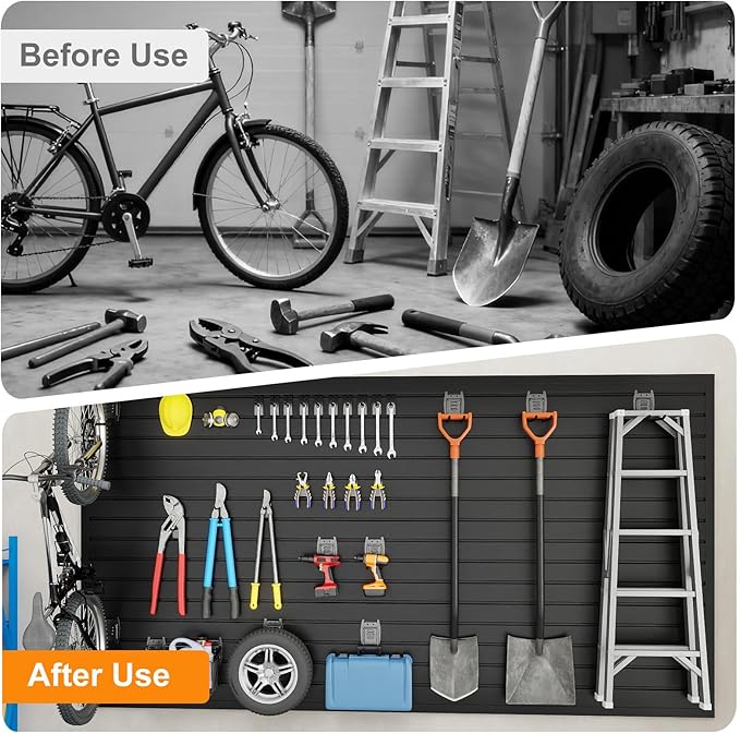 DoCred Slatwall Paneling Organizer, 4x2 FT PVC Garage Slat Wall Storage Systems - Image 7
