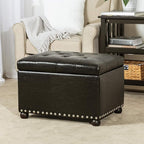 Joveco Leather Storage Ottoman, - Image 2