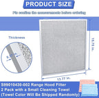 S99010430-002 Range Hood Filter 15-3/4" x 13-7/8" x 3/8", 2 Pack Aluminum Mesh - Image 2