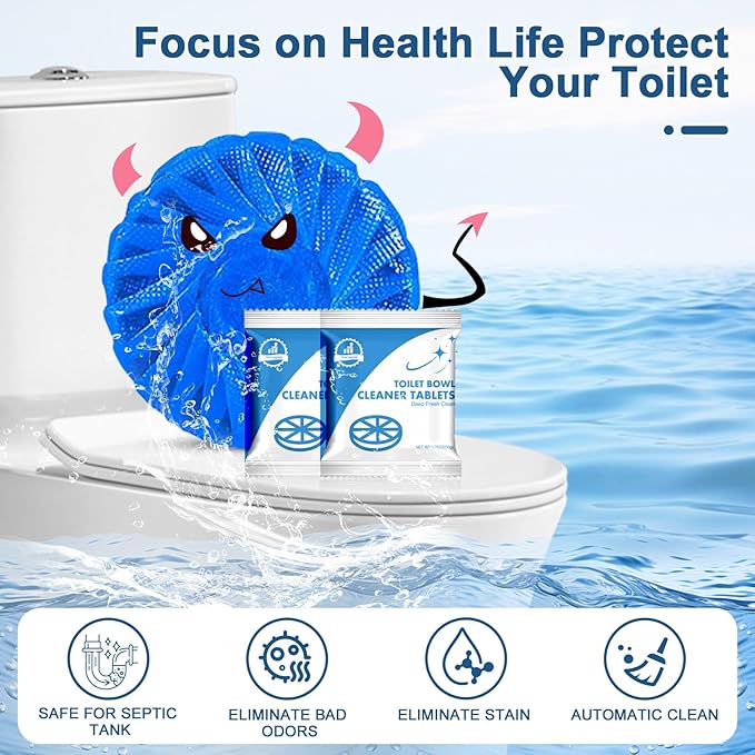 Toilet Bowl Cleaner Tablets Blue Toilet Tank Cleaners, Septic-Safe Hard Water - Image 2