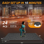 PRAISUN 0.6" Thicker Gym Mat, 24 Tiles 96 Sq Ft Workout Mats, Interlocking Foam - Image 5